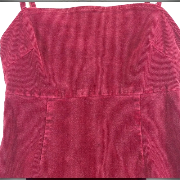 Pacsun Dress Women' Burgundy Corduroy Pinafore Adjustable Straps Y2K Mini Size S - Picture 2 of 9